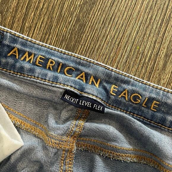 American Eagle Mens Slim Straight Jeans Distressed Medium Wash Blue Size 29x32 - Picture 7 of 12